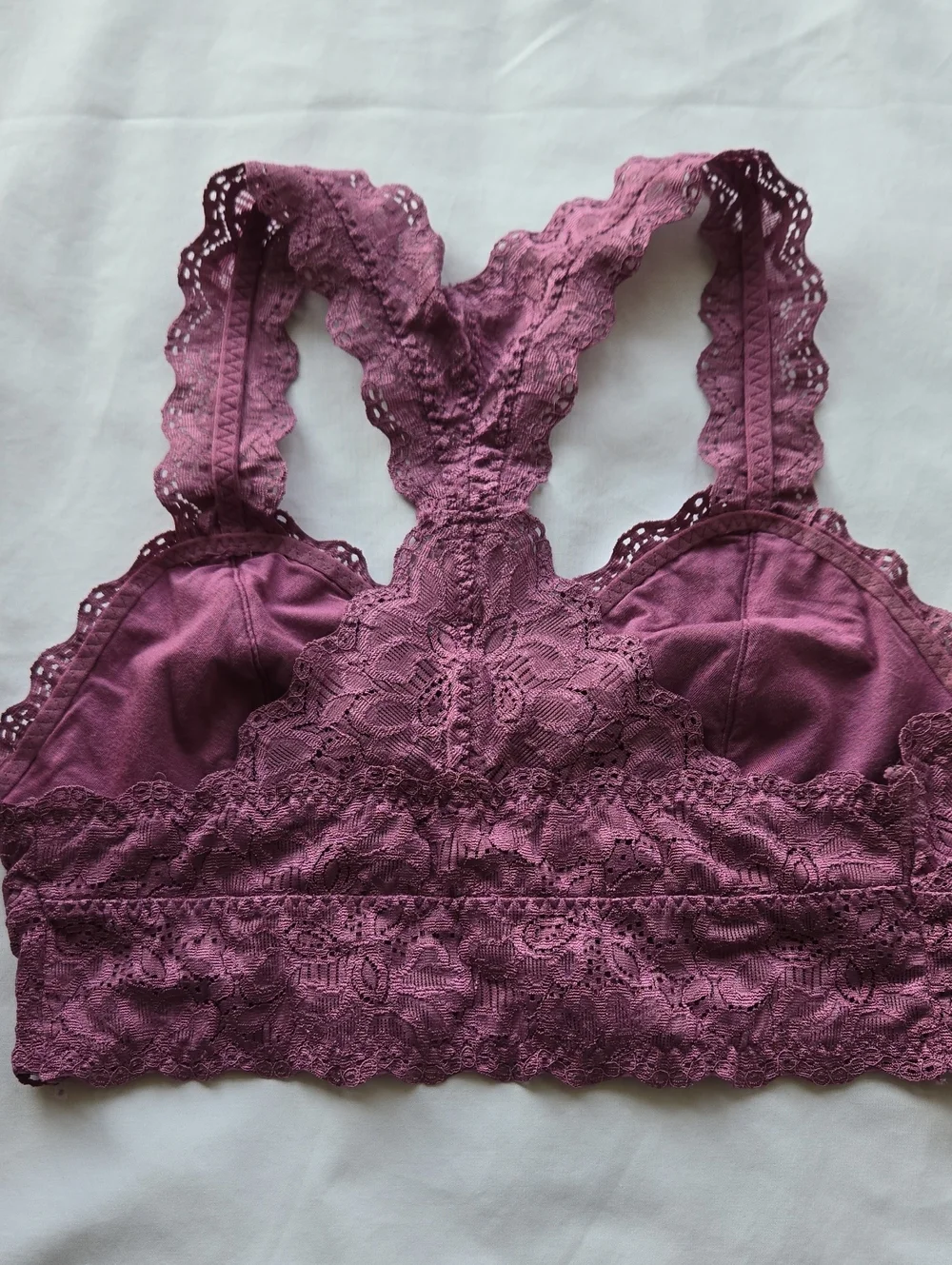 Felina Lace Racerback Bralettes in Black and Mauve